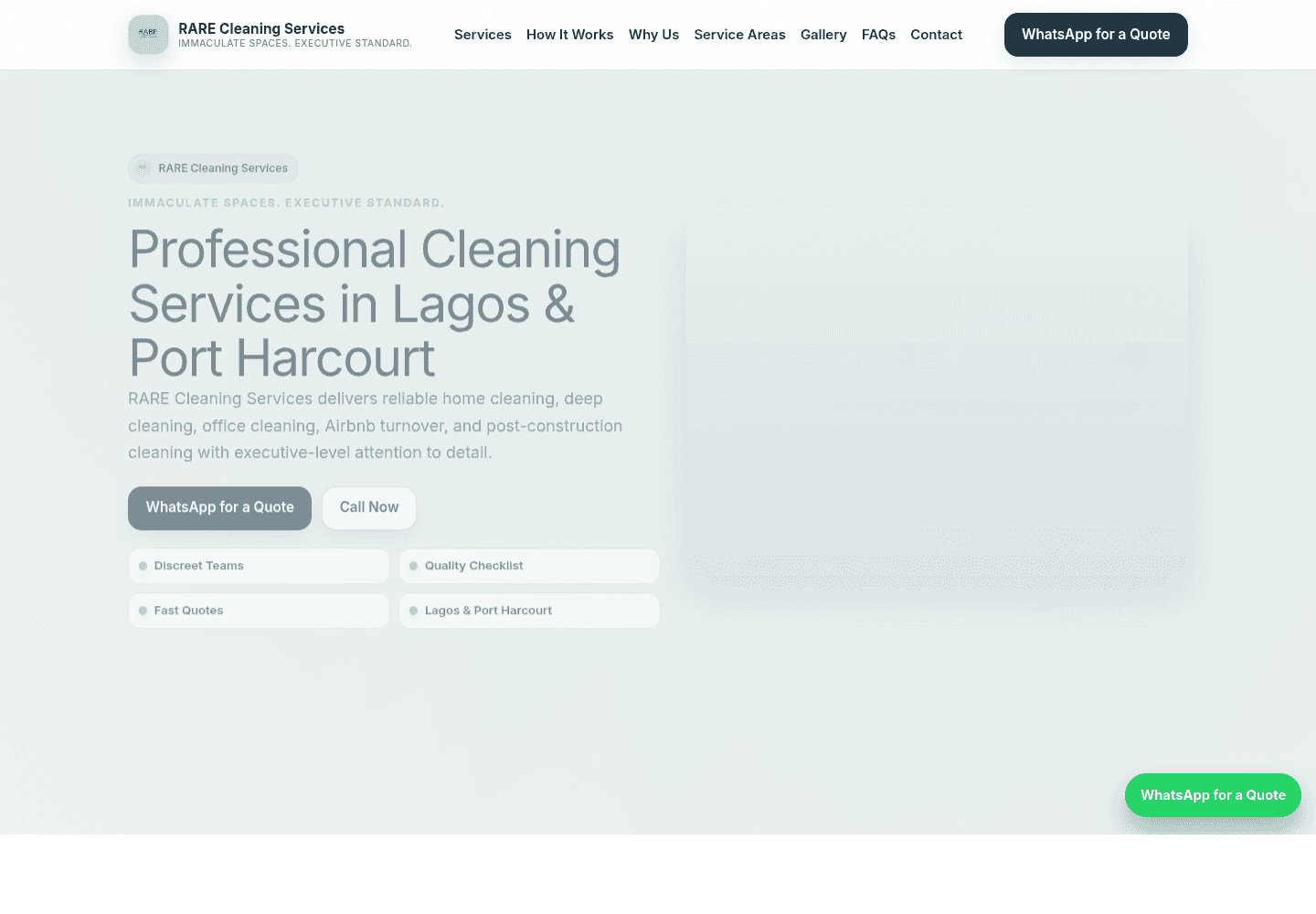 RARE Cleaning Services project preview